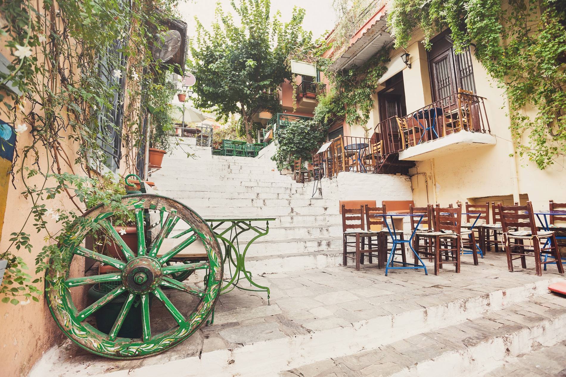 de oude wijk Plaka in Athene